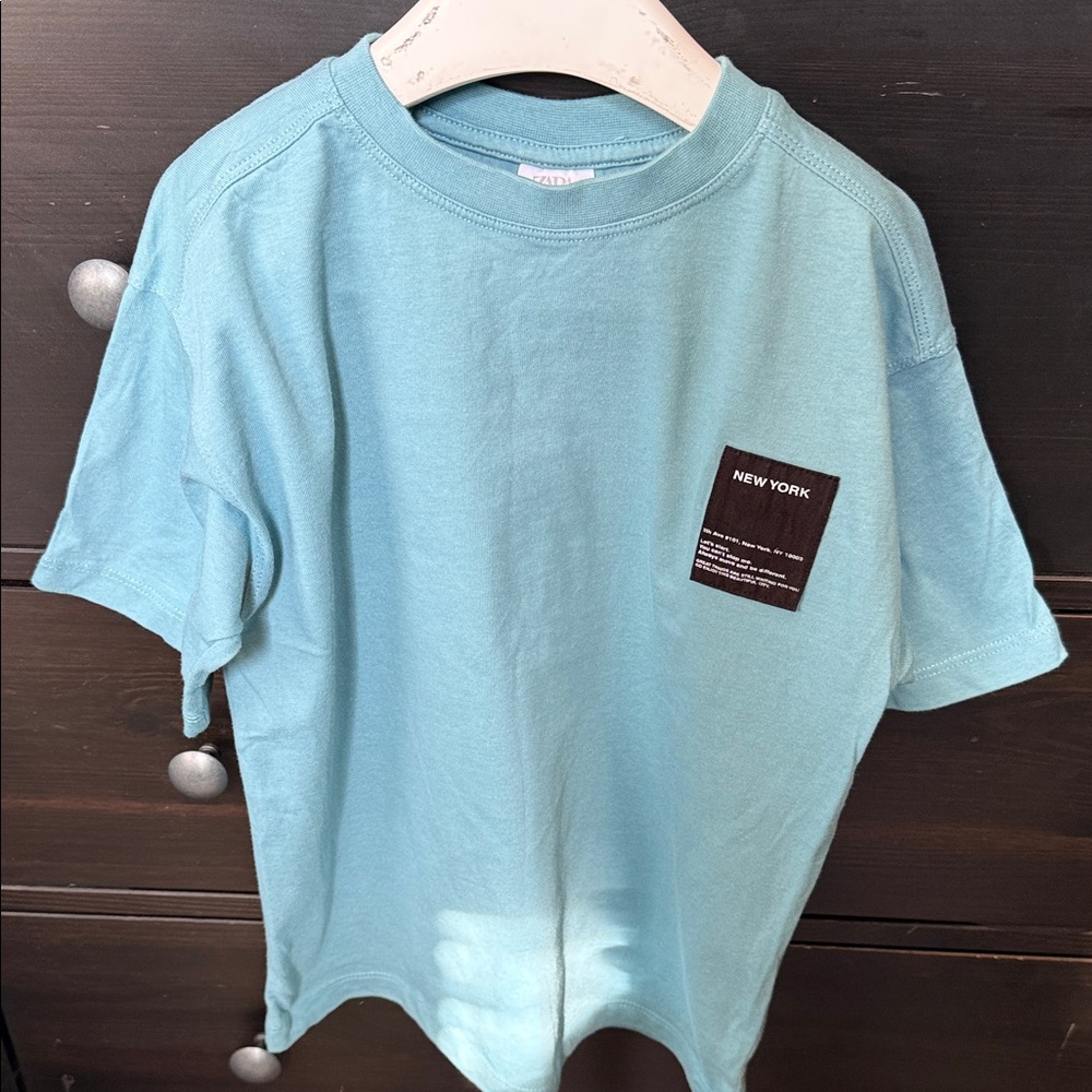 Zara Sky Blue Casual Shorts set top and bottom